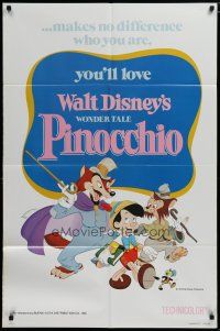5h680 PINOCCHIO 1sh R78 Disney classic fantasy cartoon about a wooden boy who wants to be real!
