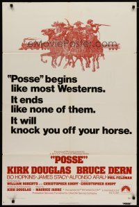 5h695 POSSE 1sh '75 Kirk Douglas, it begins like most westerns but ends like none of them!