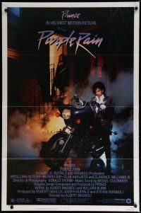5h711 PURPLE RAIN 1sh '84 Prince riding motorcycle, in his first motion picture!