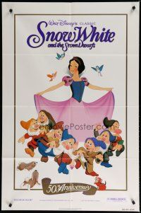 5h810 SNOW WHITE & THE SEVEN DWARFS 1sh R87 Walt Disney animated cartoon fantasy classic!