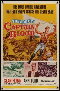 5h820 SON OF CAPTAIN BLOOD 1sh '63 giant full-length image of barechested pirate Sean Flynn!