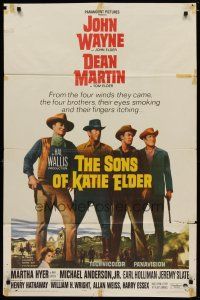 5h822 SONS OF KATIE ELDER 1sh '65 line up of John Wayne, Dean Martin & more + Martha Hyer!