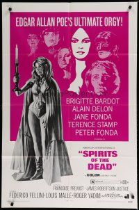 5h827 SPIRITS OF THE DEAD 1sh '69 Federico Fellini, Reynold Brown artwork of sexy Jane Fonda!