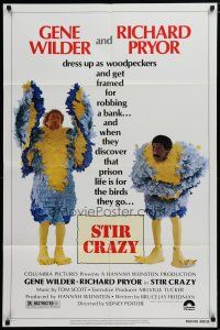 5h847 STIR CRAZY 1sh '80 Gene Wilder & Richard Pryor in chicken suits, directed by Sidney Poitier!
