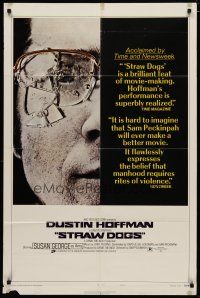5h848 STRAW DOGS style C 1sh '72 Sam Peckinpah, c/u of Dustin Hoffman with broken glasses!