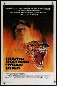 5h849 STRAW DOGS style D 1sh '72 directed by Sam Peckinpah, Dustin Hoffman, best different image!