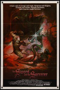 5h863 SWORD & THE SORCERER style B 1sh '82 magic, dungeons, dragons, fantasy art by Peter A. Jones!