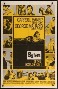 5h865 SYLVIA 1sh '65 sexy Carroll Baker is the fury, George Maharis is the force!