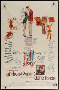 5h867 TALL STORY 1sh '60 Anthony Perkins, early Jane Fonda, basketball!