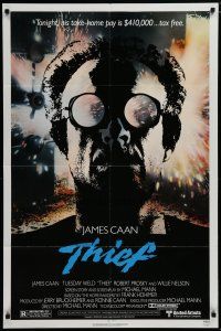 5h890 THIEF 1sh '81 Michael Mann, really cool image of James Caan w/goggles!