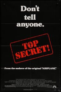 5h905 TOP SECRET 1sh '84 Val Kilmer in Zucker Bros. James Bond spy spoof!
