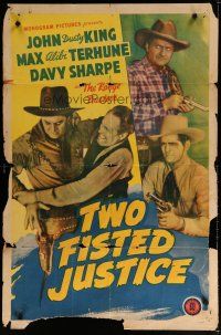 5h922 TWO FISTED JUSTICE 1sh '43 The Range Busters, Dusty King, Alibi Terhune, Davy Sharpe!