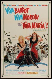 5h946 VIVA MARIA 1sh '66 Louis Malle, sexiest French babes Brigitte Bardot & Jeanne Moreau!