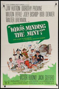 5h967 WHO'S MINDING THE MINT 1sh '67 great Jack Rickard bank robbery art!