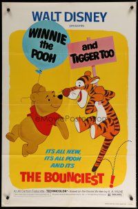 5h977 WINNIE THE POOH & TIGGER TOO 1sh '74 Walt Disney, characters created by A.A. Milne!
