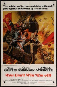 5h994 YOU CAN'T WIN 'EM ALL 1sh '70 art of Tony Curtis, Charles Bronson & Mercier by Frank McCarthy!
