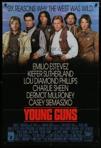 5h997 YOUNG GUNS int'l 1sh '88 Emilio Estevez, Charlie Sheen, Kiefer Sutherland,Lou Diamond Phillips