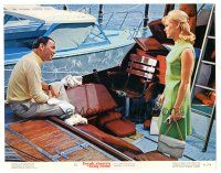 5j928 TONY ROME color 11x14 still '67 c/u of detective Frank Sinatra & sexy Sue Lyon on boat!