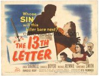 5j029 13th LETTER TC '51 Linda Darnell, Michael Rennie, Charles Boyer, Otto Preminger!