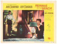 5j488 FEMALE ON THE BEACH LC #7 '55 Jeff Chandler walks in on Joan Crawford talking on the phone!