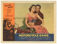 5j680 MOTORCYCLE GANG LC #3 '57 pretty Anne Neyland & Steve Terrell sitting on motorcycle!