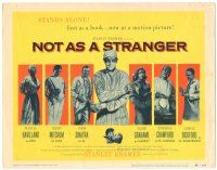 5j198 NOT AS A STRANGER TC '55 art of doctor Robert Mitchum, Olivia De Havilland & Frank Sinatra!