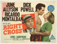 5j231 RIGHT CROSS TC '50 art of boxer Ricardo Montalban romancing June Allyson + Dick Powell!