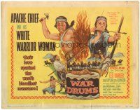 5j306 WAR DRUMS TC '57 art of Native American Apache Chief Lex Barker his & white warrior woman!