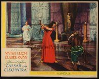 5j411 CAESAR & CLEOPATRA LC '46 Claude Rains watches delighted Vivien Leigh beating slave!