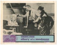 5j453 DIARY OF A MADMAN LC #3 '63 Vincent Price shows Nancy Kovack the sculpture he made of her!