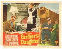 5j484 FARMER'S DAUGHTER LC #4 '47 Joseph Cotten & sexy maid Loretta Young!