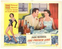 5j510 FRENCH LINE LC #2 '54 Howard Hughes, c/u of Gilbert Roland & sexy Jane Russell having drinks!
