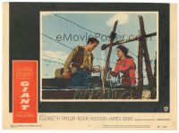 5j525 GIANT LC #7 '56 James Dean getting a drink, Elizabeth Taylor, directed by George Stevens!