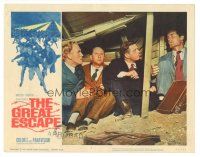 5j019 GREAT ESCAPE LC #4 '63 Richard Attenborough, Garner, Pleasence & Jackson wait in tunnel!