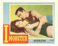 5j565 I MOBSTER LC #2 '58 close up of barechested Steve Cochran & sexy Lita Milan in swimsuit!
