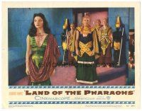 5j610 LAND OF THE PHARAOHS LC #8 '55 high priest Alex Minotis stands behind Egyptian Joan Collins!