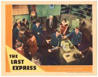 5j614 LAST EXPRESS LC '38 detective Kent Taylor, overhead shot of MacDonald & crowded office!