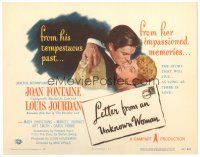 5j161 LETTER FROM AN UNKNOWN WOMAN TC '48 romantic art of Joan Fontaine & Louis Jourdan!