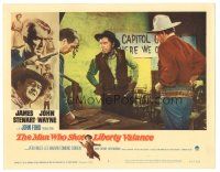 5j008 MAN WHO SHOT LIBERTY VALANCE LC #2 '62 mean Lee Marvin between James Stewart & John Wayne!