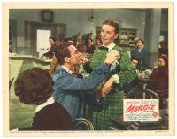 5j653 MARGIE LC #5 '46 close up of Glenn Langan helping pretty Jeanne Crain in cafeteria!