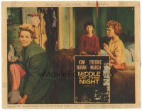 5j663 MIDDLE OF THE NIGHT LC #3 '59 pretty Kim Novak takes off her shoes, Paddy Chayefsky