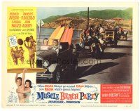5j690 MUSCLE BEACH PARTY LC #2 '64 Frankie & Annette in cool hot rod with surfboards in the back!