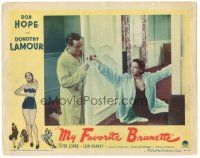 5j693 MY FAVORITE BRUNETTE LC #3 '47 Bob Hope & sexy Dorothy Lamour wearing pajamas!