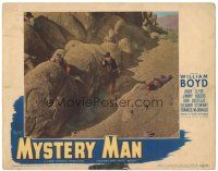 5j698 MYSTERY MAN LC #3 '44 William Boyd as Hopalong Cassidy with cowboys in gunfight by rocks!