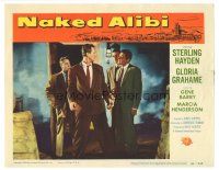 5j700 NAKED ALIBI LC #7 '54 Gene Barry & thugs hold Sterling Hayden at gunpoint, film noir!