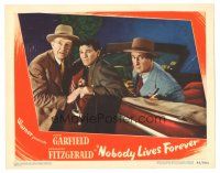 5j707 NOBODY LIVES FOREVER LC #4 '46 John Garfield, Walter Brennan & George Tobias by convertible!