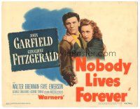 5j195 NOBODY LIVES FOREVER TC '46 c/u John Garfield holding pretty Geraldine Fitzgerald!