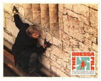 5j713 ODESSA FILE LC #8 '74 great close up of spy Jon Voight crouching against a wall!