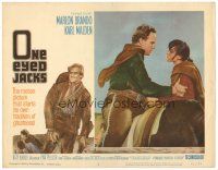 5j719 ONE EYED JACKS LC #2 '61 c/u of star & director Marlon Brando with Pina Pellicer!