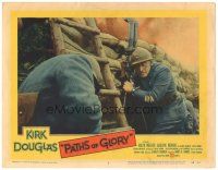 5j730 PATHS OF GLORY LC #2 '58 Stanley Kubrick, great image of Kirk Douglas in trench in WWI!